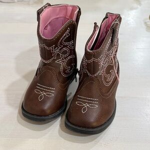 Brown and Pink Western Boots